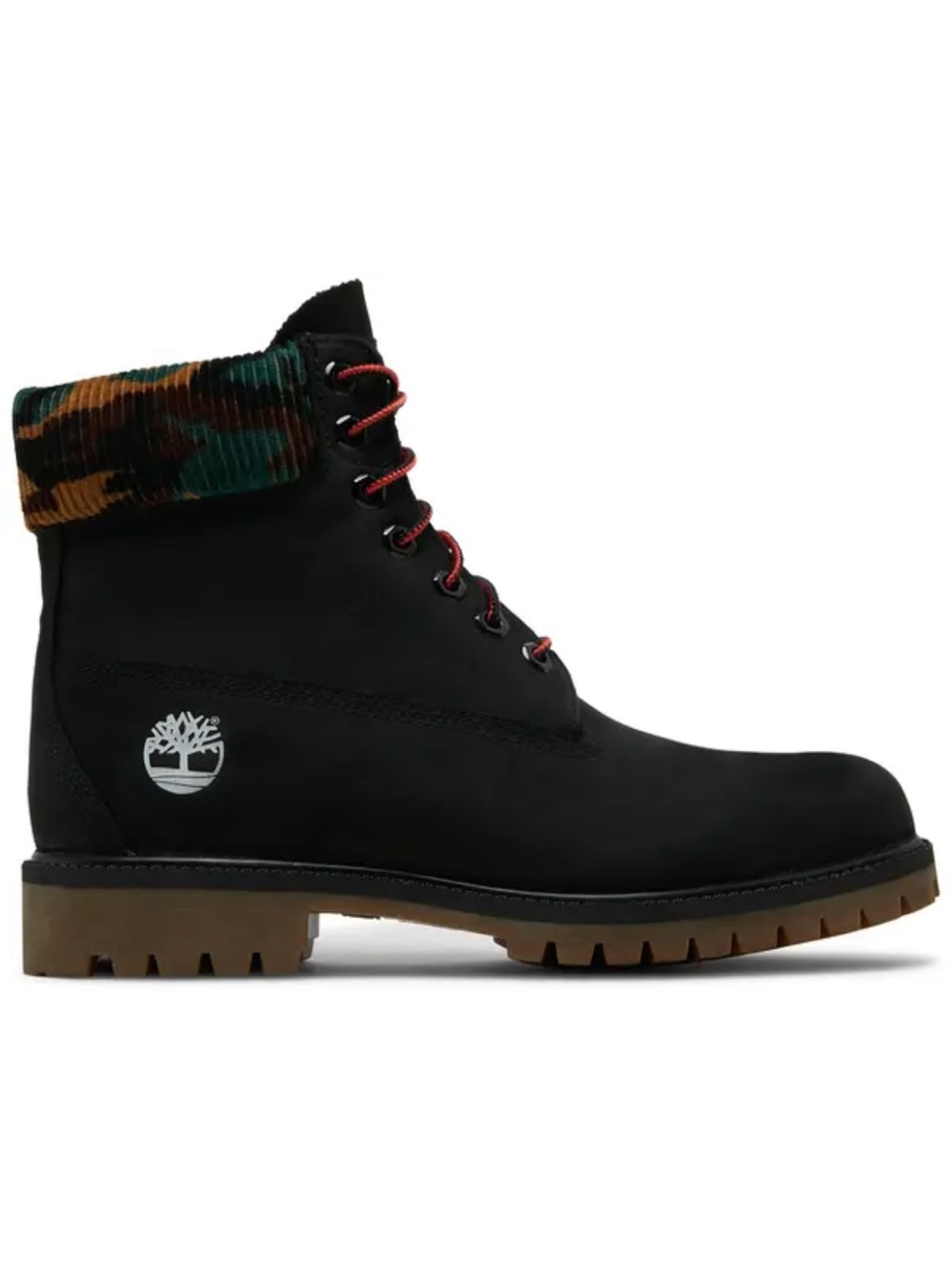 Size 9 Men’s Timberland Heritage 6" Waterproof Boot Black Nubuck w Camo